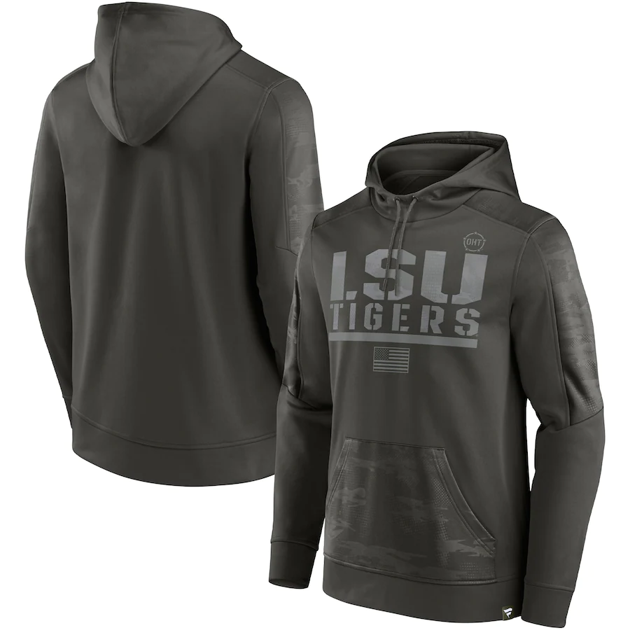Men's LSU Tigers Olive OHT Military Appreciation Guardian Pullover Hoodie